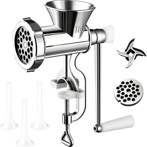 Hachoir à viande manuel en aluminium avec pince de table (1/5)