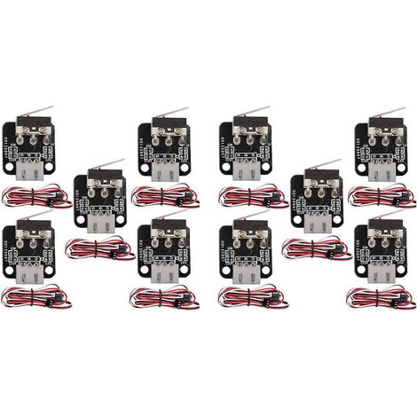 10 unidades de interruptores de final de carrera de 3 pines con cables, interruptores de final de carrera para impresoras 3D, módulo de interruptor de final de carrera mecánico para CR 10()