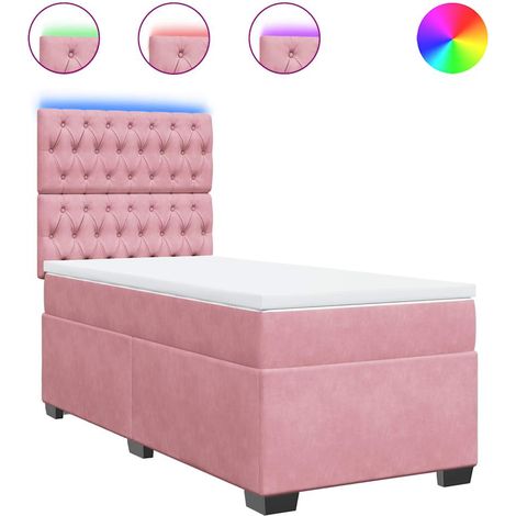 Maison Exclusive - Cama box spring con colchón terciopelo rosa 10