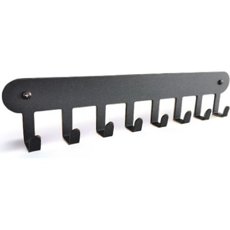 Lntyq Porte Clef Mural, 2 Pièces 8 Crochets Porte Clef Clef Mural Accroche pour Rangement des Clés et Courrier à l'entrée, Raccrocher ustensiles de Cuisine (Noir) (1/5)