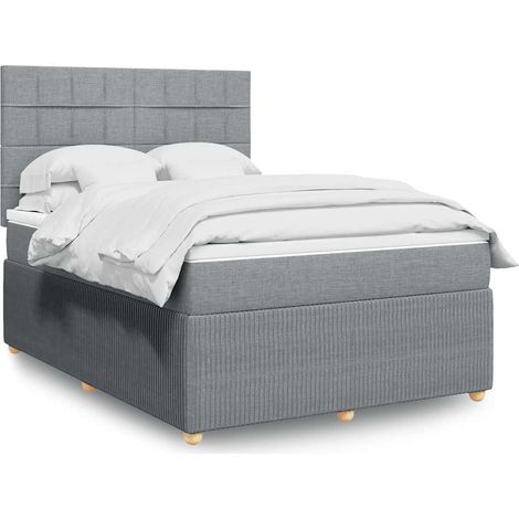 Boxspringbett mit Matratze Hellgrau 140x200 cm Stoff (1/5)