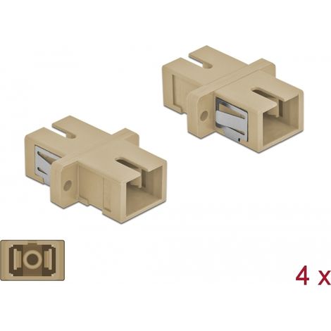 Delock Acoplador de Fibra Ãptica SC Simplex hembra a SC Simplex hembra Multimodo 4 piezas beige