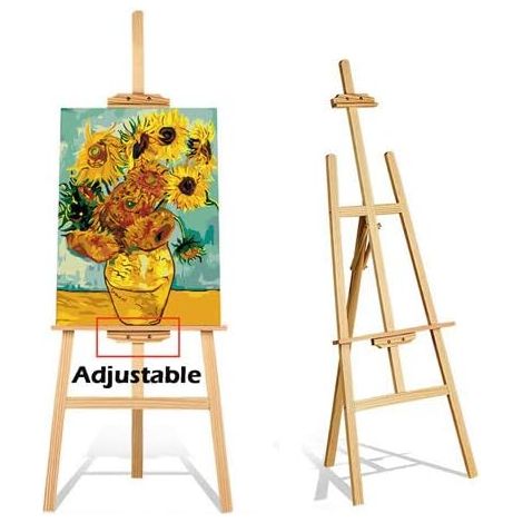 Artist Wooden Easel - Professional Studio A-Frame Easel Stand - Adjustable Height Foldable Floor Standing Tripod Easel for Painting, Sketching, Art & Craft Display Holder - Easy to Assemble (1500mm)