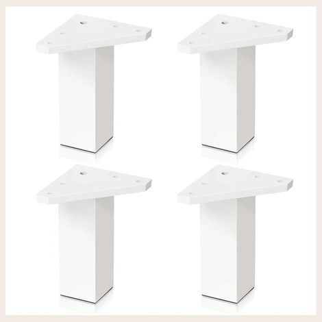 Pieds de meuble blancs (lot de 4) - Vis incluses - Couleur blanche, hauteur 10 cm - Pieds de table à monter soi-même (lot de 4)