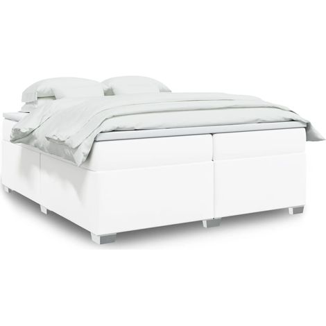 Boxspringbett mit Matratze Weiß 200x200 cm Kunstleder (1/5)