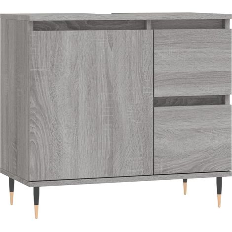 Meuble de Rangement Toilette,Armoire de bain sonoma gris 65x33x60 cm bois d'ingénierie -86187 (1/5)
