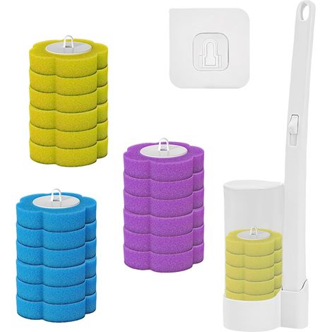 Brosse De Nettoyage des Toilettes,Ensemble De Brosses De Toilette Mural,Équipé De 18 Têtes De Brosse,De Brosse à Nettoyage sans Contact Économise De l'espace (1/5)