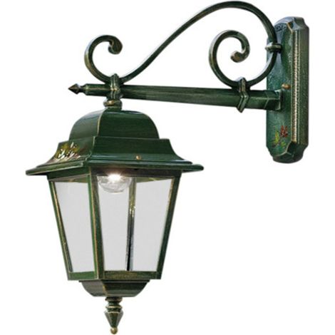 Applique Classica Esterno Gorizia Metallo Ceramica Verde Sfumato Oro 1 Luce E27 (1/5)