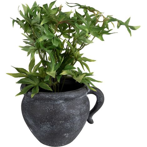 Cache-pot Rond en Céramique Gris 20 x 16 x 14 cm Pot de Fleurs Intérieur Style Industriel - PANGIVO (1/2)