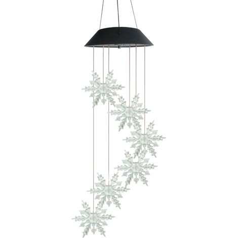 Guirlande Lumineuse Solaire - Flocon De Neige - Clochette À Vent Pour Décoration Intérieure Et Extérieure - 70 cm - 1 Pièce (1/5)