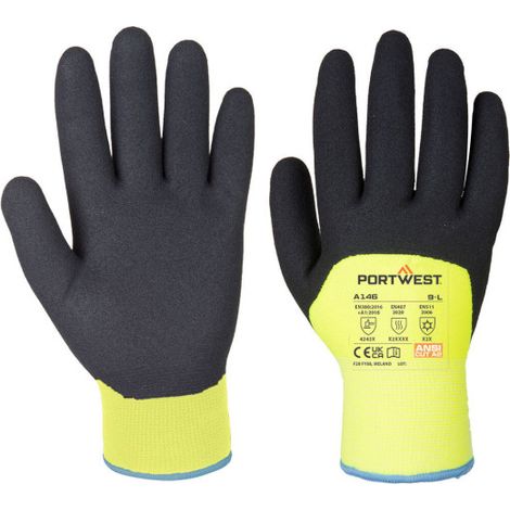 Guante de invierno Artic de forro doble, recubierto de nitrilo arenoso PORTWEST A146 L Amarillo