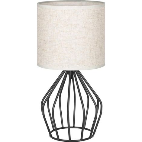 Lampe de chevet noir, corps de lampe pour chambre à coucher + abat-jour en lin, prise standard européenne, source lumineuse non incluse (1/5)