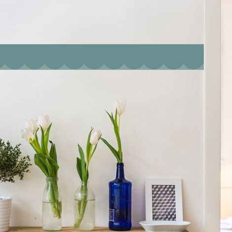 Frise décorative adhésive, feston bleu canard, 9 cm X 300 cm (1/5)