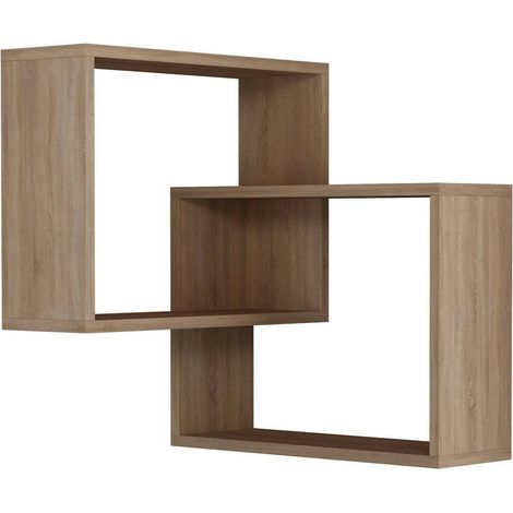 Dmora - Mensola Leslie, Scaffale, Ripiano a muro, Scaffalatura multiuso, 68x60h68 cm, Quercia (1/3)