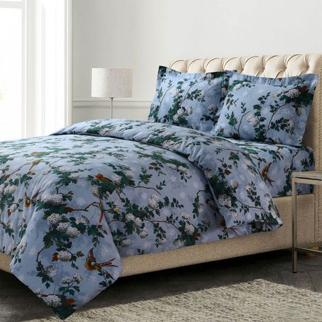 Parure de lit surdimensionnée en Flanelle de Coton, Infroissable, Douce au Toucher, Comprend Une Housse de Couette et 2 taies d'oreiller, 170 g/m², Motif Floral Celina/Multicolore (1/5)
