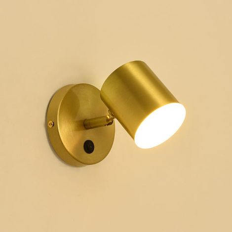 Applique Murale Intérieur LED Métal Doré 12W Angle Ajustable Trois Températures de Couleur Lampe Murale Moderne pour Chambre Salon Cuisine Bureau (1/5)