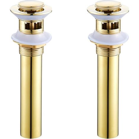 desagües de latón para fregadero, desagüe dorado con rebosadero, desagüe emergente (B) (1/4)