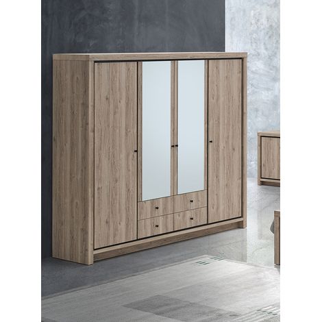Armoire adulte contemporaine 4 portes chêne summer Eluard (1/5)