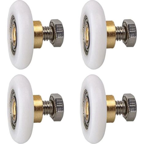 Rouleau de 25 mm pour paroi de douche, Rouleau pour porte coulissante, Rouleau de rechange pour paroi de douche, Lot de 4 (25 mm) (1/4)