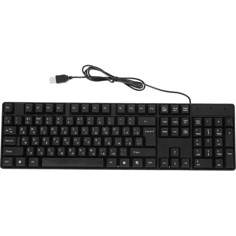 Clavier de bureau filaire USB à caractères russes - Fournitures pour ordinateur de bureau-44X13.5X2.5CM-Black (1/3)