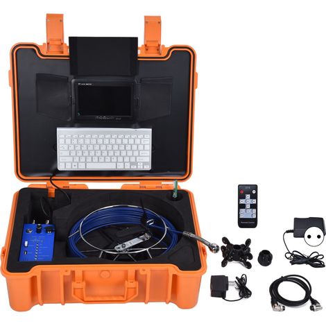 Endoscope d'inspection 7 pouces avec écran 1080P, caméra d'endoscopie, câble 20 mètres, carte mémoire 8G pour canalisation d'égout, prise UE 100-240V (1/5)