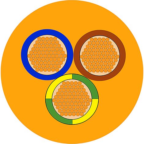 Câble d'alimentation RS PRO 3G1,25 mm², gaine PVC Orange, 100m ( Prix pour Bobine de 100 Mètres )