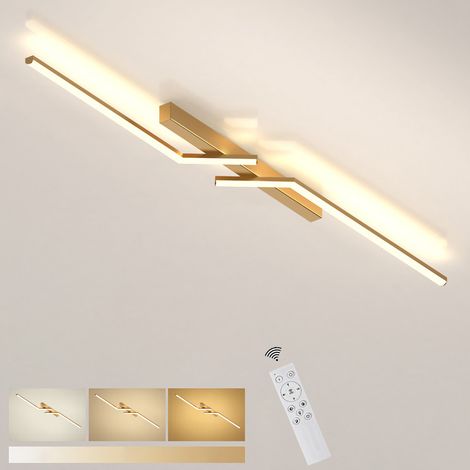 Plafonnier 120cm, Plafonnier Dimmable avec Télécommande, Applique Moderne, Lustre Métal, 3 températures de couleur, Doré (1/5)