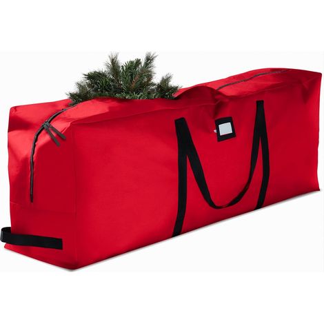 Grand sac de rangement pour sapin Noël artificiel jusqu'à Oxford 600D résistant aux déchirures et imperméable 2,75 m Tissu Rouge (1/4)
