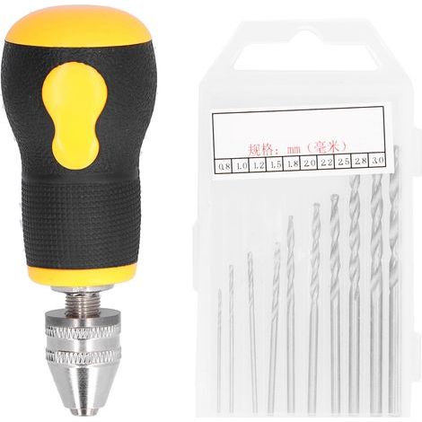 Mini tournevis Portable antidérapant, perceuse hélicoïdale manuelle de 0.5 à 3.2mm, outil de perçage (1/5)