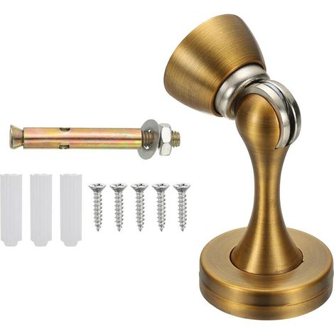 Magnetischer Türstopper, Türhalterung aus Zinklegierung, Wandschutz mit Schrauben, messingfarben
