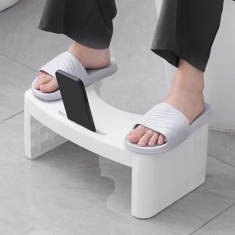 Tabouret Pour Toilette - Hauteur 16 Cm - Design Courbé - Compatible Avec Toutes Les Cuves - Empilable Et Détachable - 1 Pièce (1/5)