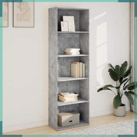 857920 Bibliothèque gris béton 60x30x189 cm bois d'ingénierie (1/5)