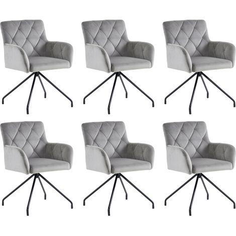Lot de 6 chaises de salle à manger à motif losanges, fauteuil rembourré avec 4 pieds en métal, chaise lounge moderne, chaise de salon pour chambre à coucher, bureau et espace de travail, soutien lomba (1/5)