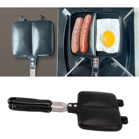 Plaque de cuisson à sandwichs double face amovible et chauffante, idéale pour la préparation de sandwichs antiadhésifs de style japonais à la maison. (1/5)