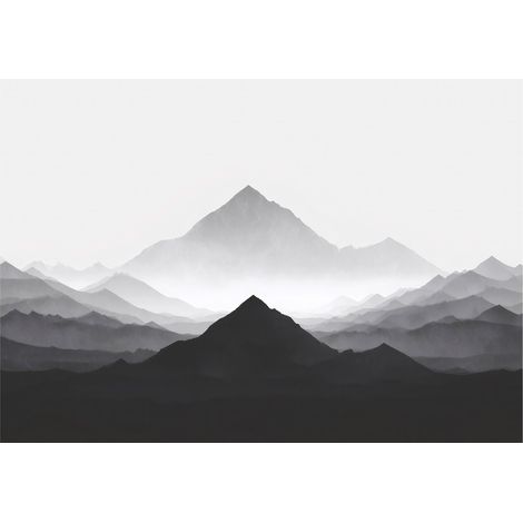 Fototapete Berge Natur Landschaft – Moderne Großformat Wandtapete 200x140 cm – Für Wohnzimmer & Schlafzimmer