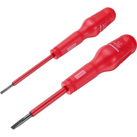 2pcs 1000V Tournevis Isolé Magnétique 3 x 75mm 5 x 75mm Rouge (1/5)