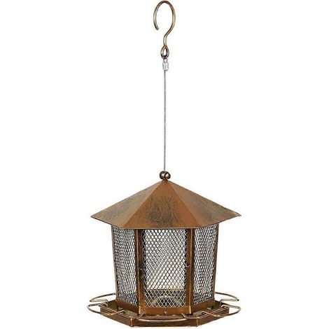 Mangeoire à oiseaux de jardin grande capacité, robuste, en fer, résistante aux écureuils, suspendue, pour perroquets, en extérieur (1/5)