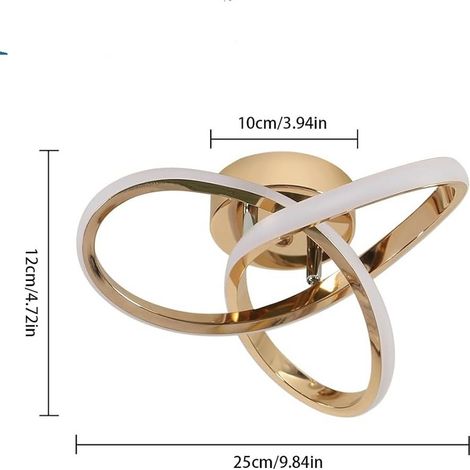 Plafonnier LED 22W Lampe de Plafond Moderne Doré Blanc Froid 6500K 26x12cm (1/5)