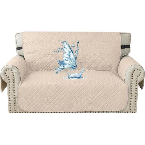 Wasserdichter 2-Sitzer Sofaüberwurf, rutschfest, waschbar, beige (1/5)