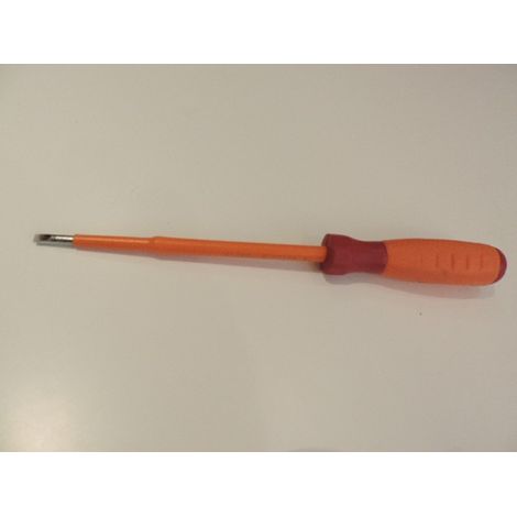 Tournevis plat 4X125mm isolé 1000V lame acier chromé manche bi-matière electricien pour vis tête fendue DERANCOURT TB4X125B (1/2)
