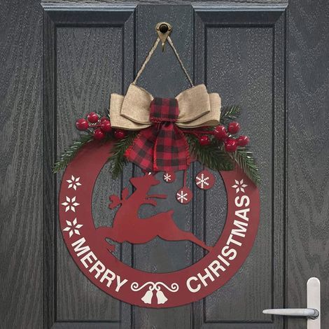 Guirnalda de Navidad Feliz Navidad Decoraciones de Madera Cartel Guirnalda para Decoración de Puerta de Entrada Rústica Tela de Yute Cuadros Lazo Adornos Colgantes Manualidades de Navidad Guirnalda pa (1/5)