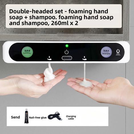 (mousse et liquide) armoire à miroir distributeur de savon double tête dissimulé sous capteur lave-mains automatique à capteur (1/5)