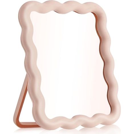 Specchio da toeletta, accessori da scrivania rosa, specchio pieghevole portatile per ufficio, accessori da scrivania carini, specchio da tavolo, specchio da viaggio, da appendere, 14×18 cm (1/4)