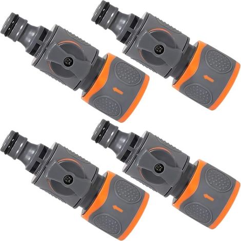 GDHZS- 4 Pièces Raccord Tuyau d'arrosage, Matériau ABS Raccord Tuyau Arrosage, Durable Embout Tuyaux Arrosage avec Vanne de Régulation, pour Réguler (1/5)
