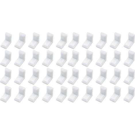 Conectores de esquina, 40 piezas, Escuadra metálica, Cubierta de plástico, Escuadras en L, Ángulo de refuerzo, 90 grados, 282818cm, Blanco (1/5)