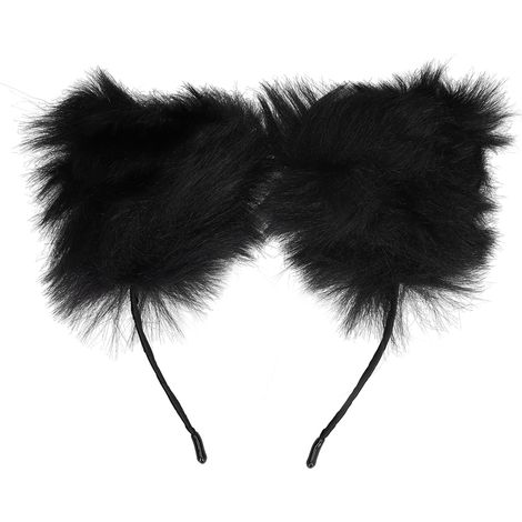 Bandeau à Oreilles de Chat en Fausse Fourrure Noir pour Femmes - Accessoire de Coiffure pour Fête, Cosplay et Quotidien (1/5)
