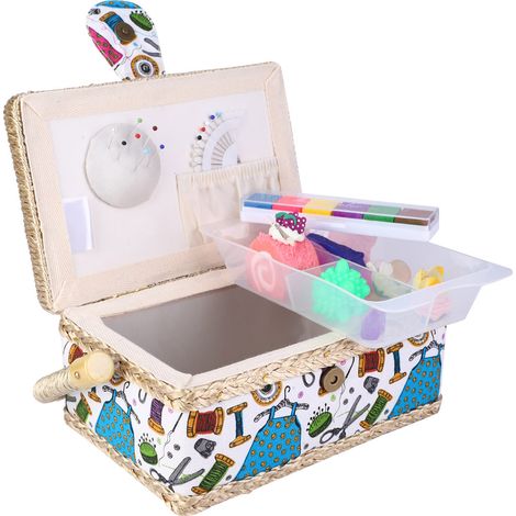 Panier de Couture Artisanal en Tissu Maison, Boîte de Rangement pour Fils et Aiguilles, Organiseur Multifonctionnel (1/5)