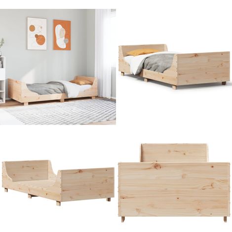 Estructura de cama sin colchón madera maciza pino 75x190 cm - Estructura de cama - Cama sin colchón