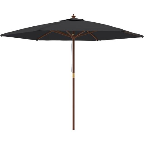 Ombrellone mobile da giardino con palo in legno 299 x 240 cm nero 020008344