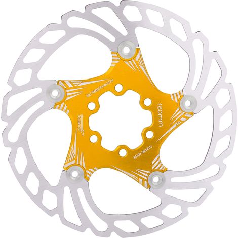 Disque de frein à disque en métal de qualité pour VTT, 160 mm, cinq clous, plaquettes de frein dorées (1/5)
